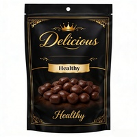 Sachet Doypack Noir Personnalisé Minfly 150g, Finition Brillante, en PE Mylar, Emballage Plastique Alimentaire pour Bonbons et Confiseries