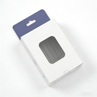 Boîte de présentation personnalisée avec logo, en carton blanc, avec fenêtre transparente et trou de suspension
