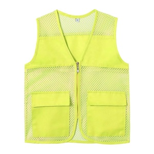 Moda fluorescente neón verde naranja Rosa verano transpirable trabajo chaleco sin mangas cremalleras malla TRABAJO ROPA uniforme chaleco - Product Image 5