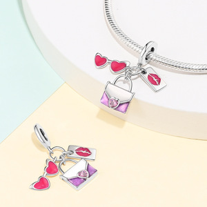 Pink Girl Heart New DIY Jewelry Accessories Bracelet White Copper Plated 925 Silver Pendant <b>Bead</b> Charm Pendant - Product Image 5