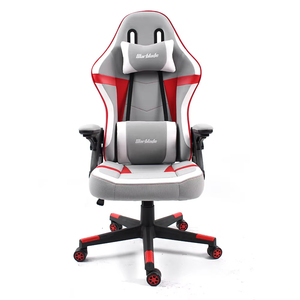 Silla Gamer de Alta Gama en Cuero PU Gris Ajustable, Modelo 5983 - Product Image 1
