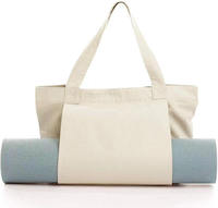 Sac de transport écologique en toile de coton pour tapis de yoga et pilates, grand format, avec poignée d'épaule, idéal pour la gym et la plage