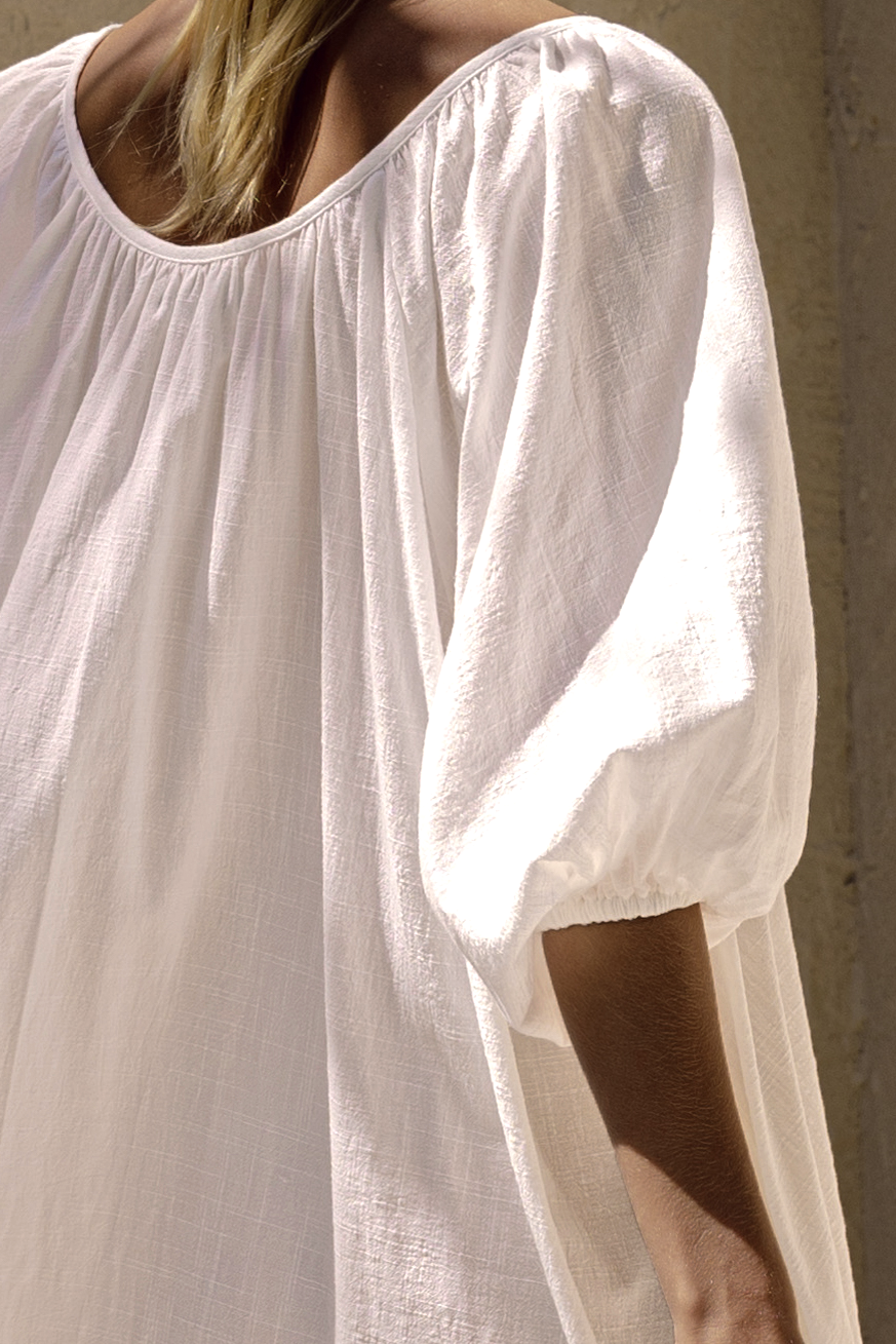 linen dress 3/4 sleeve Linen Maxi Dress with Tie Waist & 3/4 sleeve, 2XL / Natural