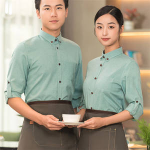 Camicia Uniforme Personalizzata con Logo <span class=keywords><strong>per</strong></span> Camerieri, Cameriere, Personale di <span class=keywords><strong>Ristorazione</strong></span>, Hotel, Ristorante, Caffè, Bar, Manica Lunga con Bottoni - Product Image 2