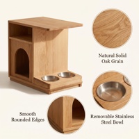 Table d'appoint multifonctionnelle en chêne rouge écologique et durable pour humains et animaux, table de chevet, table d'angle en bois naturel, lit pour chat, table à manger