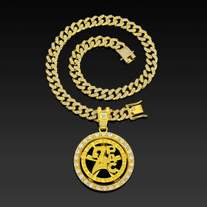 Collar con colgante de letras 2Pac giratorio de aleación de zinc chapado en oro de 14K, cadena cubana con incrustaciones de circonitas, joyería hip hop para fiesta - Product Image 3
