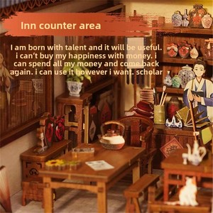 Jianghu a Dream DIY Cottage <span class=keywords><strong>en</strong></span> <span class=keywords><strong>Bois</strong></span> Porte-Livres, Puzzle 3D Stéréo Épée, Blocs <span class=keywords><strong>de</strong></span> <span class=keywords><strong>Construction</strong></span>, <span class=keywords><strong>Jouet</strong></span>, 50 Pièces, Modèle <span class=keywords><strong>de</strong></span> Maison à Assembler à la Main - Product Image 4