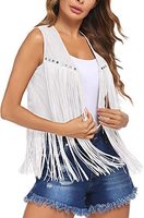Western Cowgirl 70s Hippie Costume Faux daim cuir gland frange Rivets gilet veste Cardigan vêtements d'extérieur