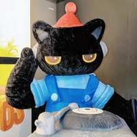 Chat géant gonflable personnalisé jouant du saxophone et faisant du DJ, mascotte de dessin animé gonflable réaliste, modèle d'animal gonflable de dessin animé