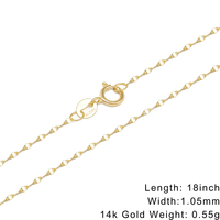 Cadenas de Oro Sólido 14K al por Mayor, Oro Rosa, Blanco, Amarillo AU585, Joyería, Cadenas de Oro 14k para Collar, Eslabones Tipo Trigo, Cable, Curb, Belcher, Rolo