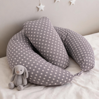 Bantal Kehamilan Bentuk U Motif Hati Biru dengan Sarung Katun yang Dapat Dilepas dan Dicuci untuk Tidur Menyamping dan Menyusui