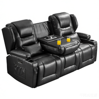 Sofá Reclinable Moderno de Tres Plazas con Respaldo Dividido Ajustable, Cargador Multi-Puerto, Respaldo Abatible, Iluminación LED, para Cine en Casa