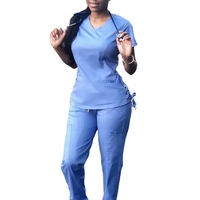 Uniforme Médico Hospitalario de Poliéster y Algodón Tejido, Ropa de Trabajo Antifluidos para Anatomía, Tallas Personalizadas, Manga Corta, Detección de Agujas, Sin Costuras