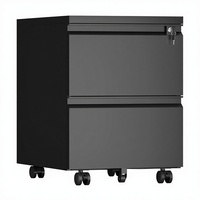 Armoire de classement mobile en métal à 2 tiroirs avec roulettes anti-basculement, verrouillage, design compact anti-poussière pour bureau à domicile (noir)