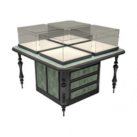 Vitrine de Luxe pour Bijoux, Comptoir d'Exposition Central Vintage, Meuble de Présentation Baroque en Bois pour Magasin de Montres, Mobilier de Détail OEM/ODM
