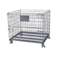Cage de stockage en treillis métallique galvanisé, pliable et empilable, conteneur en acier, plusieurs tailles pour la logistique d'entrepôt
