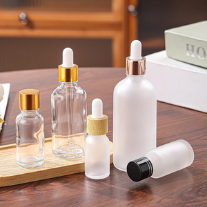 Vente d'usine – Flacon compte-gouttes de luxe en verre transparent/dépoli, anti-fuite, pour huile cosmétique, 5 ml, 20 ml, 50 ml, 100 ml - Product Image 1