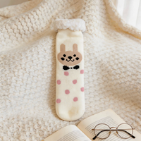 Chaussettes d'intérieur chaudes à rayures lapin, doublées en sherpa, écologiques, en tricot standard, pour femme