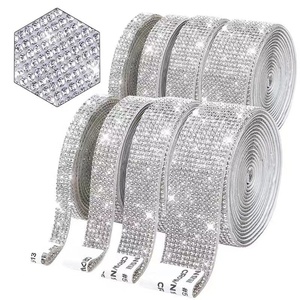 Ruban en <span class=keywords><strong>strass</strong></span> argenté - Ruban adhésif en cristal diamanté pour jeans, robes de mariée et décoration de vestes pour hommes DIY - Product Image 3