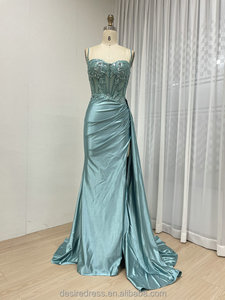 MB40424 <span class=keywords><strong>Vestido</strong></span> de Noche Sexy con Abertura Alta y Tirantes Espagueti, Estilo Sirena, Adornado con Hermoso Bordado Floral 3D y Falda Lateral Elegante - Product Image 6