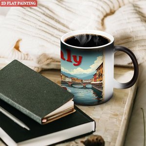 Tasse magique à poignée incurvée, noire givrée, 11 oz, en céramique, sensible à la chaleur, pour la maison et la cuisine - Product Image 3