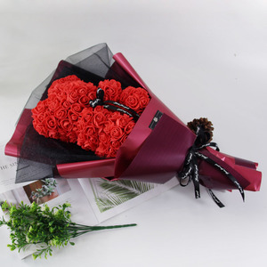 Amour éternel, beauté intemporelle, cadeau de la Saint-Valentin 2026, bouquet de Noël en dessin animé, ours en roses PE, fleurs préservées - Product Image 5