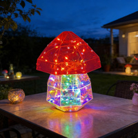 Lampe de table personnalisée en forme de champignon LED RGB irisée, en PET holographique, figurine prismatique faite à la main pour la décoration de la maison et du jardin