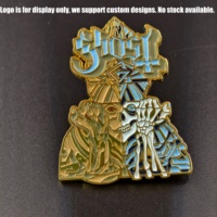 Épinglette personnalisée en alliage de zinc plaqué or, motif squelette en émail souple, pour souvenir de foi gothique et occulte |   Commande en gros