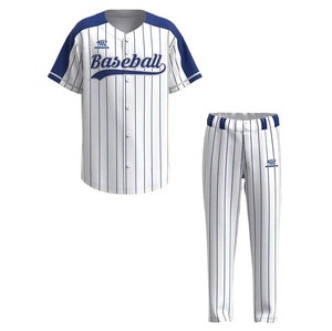 Maillot de baseball à broderie personnalisée OEM Maillot de sport d'équipe respirant blanc avec design de maillot de baseball club à rayures - Product Image 1