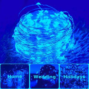 Guirlande lumineuse solaire en fil de cuivre bleu clair 12m 100 LED, étanche IP65, 8 modes, pour extérieur, Noël - Product Image 2