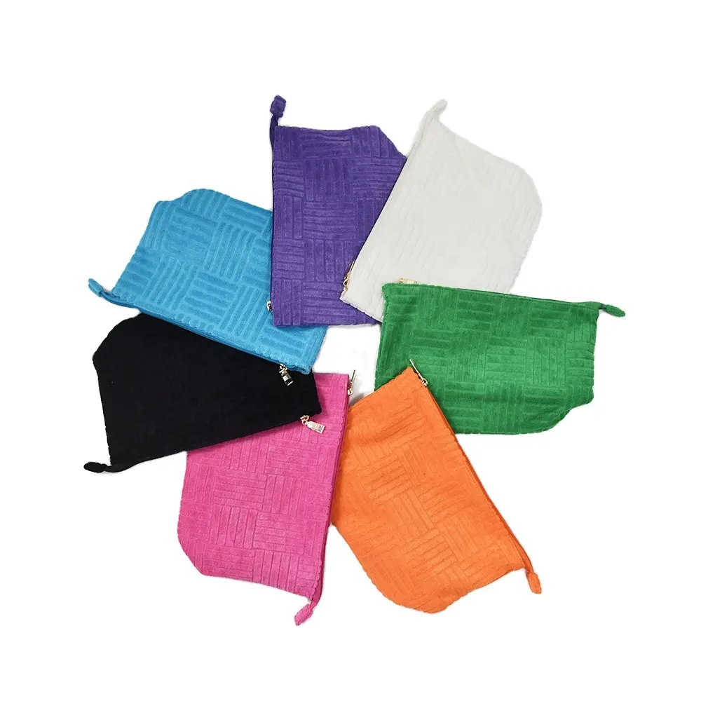New Wholesale Popular Mini Multi Colors Terry Handbag Makeup Bag Portable Towel Ladies Travel Cosmetics Bag