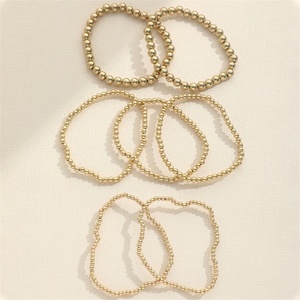 High Quality Non Tarnish Waterproof 18K Gold Plated Stainless Steel Stackable Beaded Chain <b>Bracelets</b> Women Party Occasion - Product Image 6