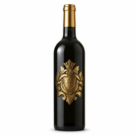 Bouteille de whisky personnalisée avec étiquette en cristal doré, finition métallique, transfert UV DTF, décalcomanie en relief