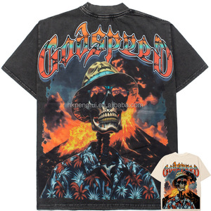 Camisetas de algodón de alta calidad para hombre con logotipo propio, cuello redondo, lisas, extragrandes, informales, de lujo. - Product Image 6