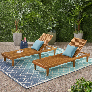 Ensemble <span class=keywords><strong>de</strong></span> chaises longues d'extérieur Combohome en bois d'<span class=keywords><strong>acacia</strong></span>, chaise longue inclinable avec dossier réglable, chaise longue <span class=keywords><strong>de</strong></span> <span class=keywords><strong>jardin</strong></span> moderne pour 2 personnes - Product Image 5