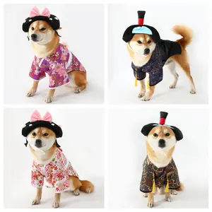 2024 Cross-Border New Pet Clothing Wholesale Floral Bow Dog Kimono Hat Suit For Dogs