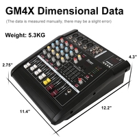 Console de mixage audio Biner GM4X nouvelle arrivée, 350W*2, avec amplificateur intégré, 4 canaux, USB