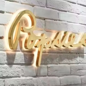 โลโก้ backlit 3D สีทองชื่อสตูดิโอโลโก้ร้านค้าทำจากสแตนเลสแบบกำหนดเอง - Product Image 3