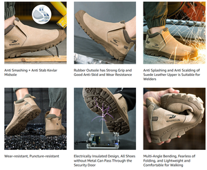 Zapatos <span class=keywords><strong>de</strong></span> Seguridad para Hombre con Protección Laboral Anti-Impactos y Anti-Penetración, Parte Superior <span class=keywords><strong>de</strong></span> Gamuza, Estilo Botín - Product Image 3