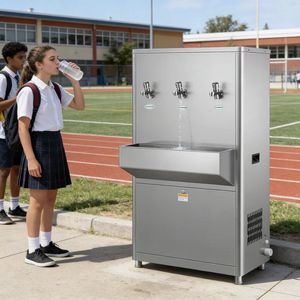 Distributeur d'eau froid à chargement par le bas en acier inoxydable pour usage extérieur et hôtelier, avec système de purification d'eau avancé à 5 étapes - Product Image 1