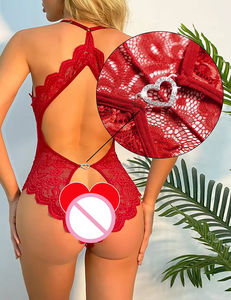 Body en dentelle multicolore sexy pour femme, grande taille, lingerie teddy à bandage avec nœud décoratif, sous-vêtements érotiques matures - Product Image 5