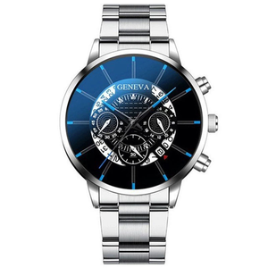 Orologi Classici di Lusso in Lega Dorata con Cinturino in Pelle GENEVA, Orologio da Polso con Data e Calendario, Set di Orologi al Quarzo e Bracciali per Uomo - Product Image 3