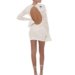 SMO robes de soirée de luxe pour femmes blanc <span class=keywords><strong>Chic</strong></span> motif floral Sexy Style rond taille naturelle méthode tissée - Product Image 4