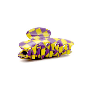 Fabriek Directe Verkoop 8.8Cm Eenvoudige Geblokte Blok Acetaat Pvc Haarklauwen Custom Patroon Dames Mode Klauw Clips Groothandel - Product Image 5