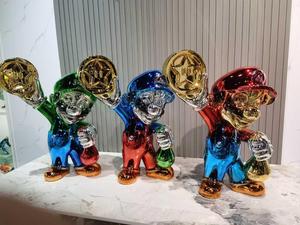 Nouvelle Arrivée Evelyn Gallery : Sculpture Pop Art Mario <span class=keywords><strong>Bros</strong></span> en Résine Chromée, Statuette de Personnage de Jeu de Dessin Animé - Product Image 4