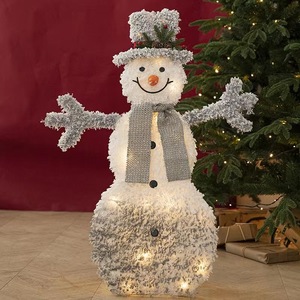 Decoraciones Navideñas de Muñeco de Nieve Luminoso Flocado, 80cm, 90cm, 120cm, Adornos Plegables con Luz para Exhibición Festiva - Product Image 4