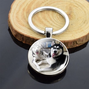 Animals Key Chains Jewelry Siberian Husky Double Side Keychain <strong>Dog</strong> Photo Glass Cabochon <strong>Keyring</strong> - Product Image 2