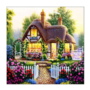 Wholesale 5d Diamond Painting Garden House Painting By Numbers Diamond Embroidery Flower Decorative Wall Mosaic Gift