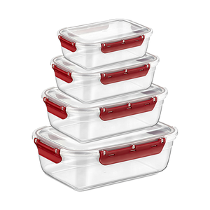 Rectangular Airtight PP Durable Food Container Set 4 500ml 900ml 1500ml 2400ml Colored Locking <b>Lids</b> Kitchen Storage Meal Prep - Product Image 4