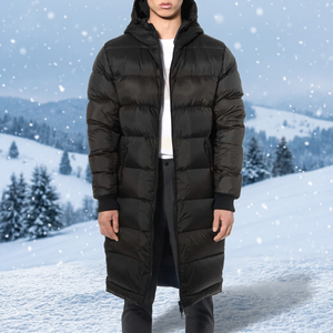 Men's Regular Hooded Puffer Jacket Waterproof Windproof <b>Thick</b> <b>Winter</b> <b>Coat</b> Reversible Eco-Friendly Solid Black Zipper Closure - Product Image 1
